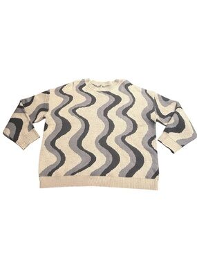 Bailey Rose Women’s Cream Wave Pattern Acrylic Sweater Size Small